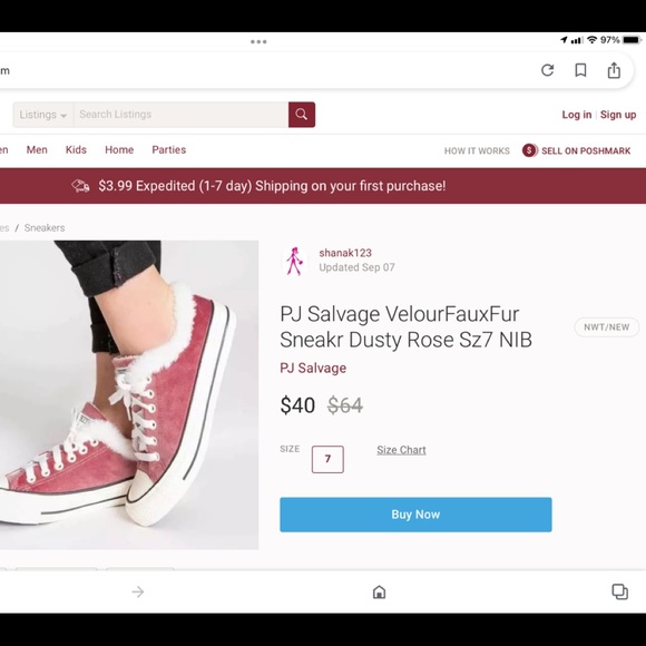 ‘PJ Salvage’ Dusty Rose Velour w/ Faux Fur Sneakers - Picture 7 of 7